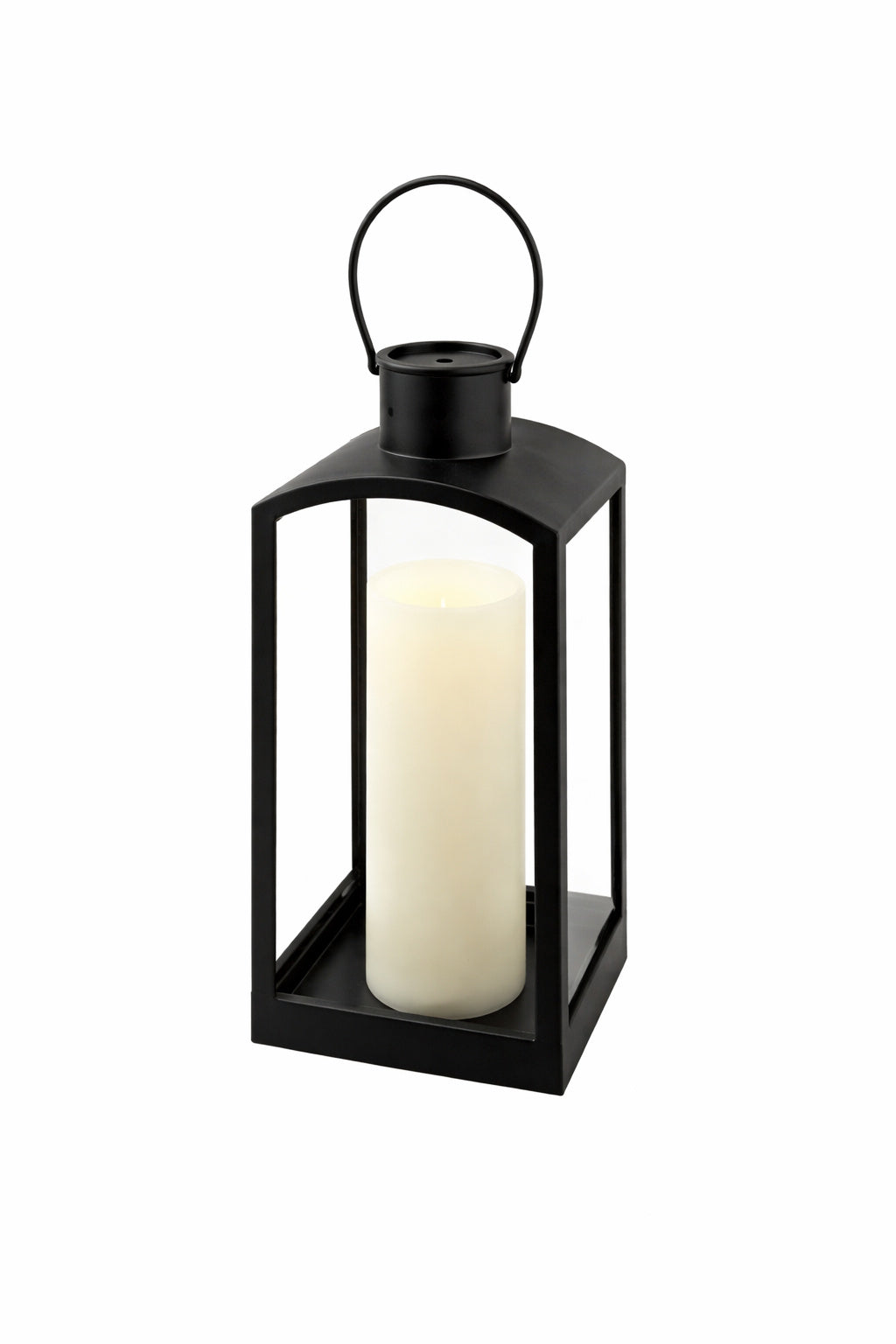 Hampton Bay Melbourne Black Dusk to Dawn Integrated LED Outdoor Solar Lantern