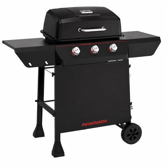 Megamaster 3 Burner Propane Gas Grill in Black