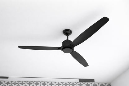 Indoor Outdoor Use 60 in Black 3 Wooden Blade Propeller Ceiling Fan with Remote Control 6 Speed Adjustable DC Motor