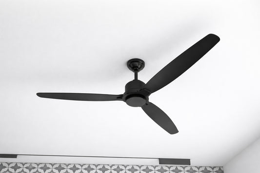 Indoor Outdoor Use 60 in Black 3 Wooden Blade Propeller Ceiling Fan with Remote Control 6 Speed Adjustable DC Motor