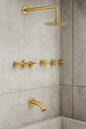 Contemporary Triple Handles 1-Spray Tub and Shower Faucet Flow rate 1.8 GPM in Brushed Gold (Valve Included)