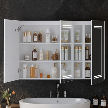 Fufu Gaga 47 2 In W X 35 4 In H Rectangular Surface Mount Bathroom Medicine Cabinet With Mirror Anti Fog Function Led Light