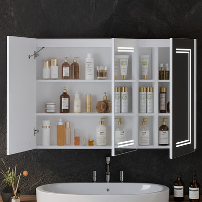 FUFU&GAGA 47.2 in. W x 35.4 in. H Rectangular Surface Mount Bathroom Medicine Cabinet with Mirror, Anti-fog function, LED Light