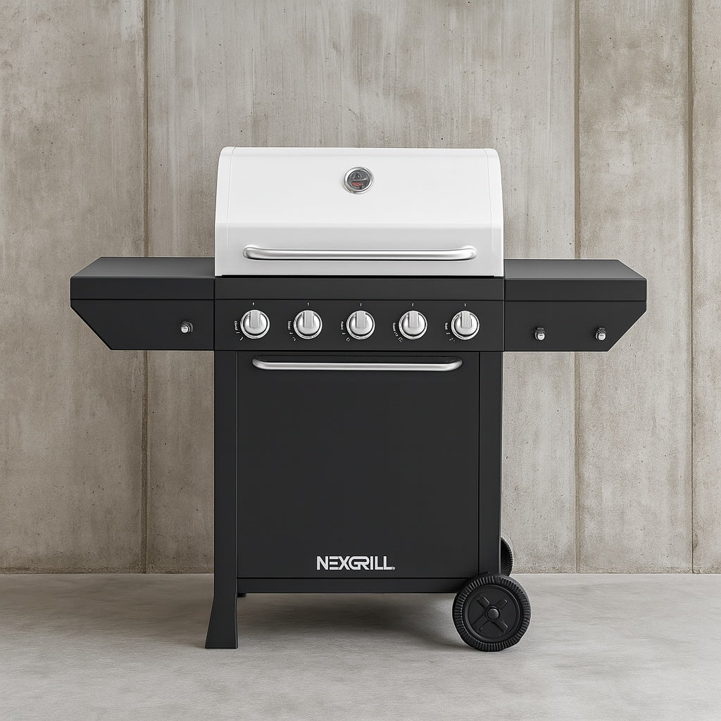Nexgrill 4-Burner Propane Gas Grill in Black with Stainless Steel Main Lid