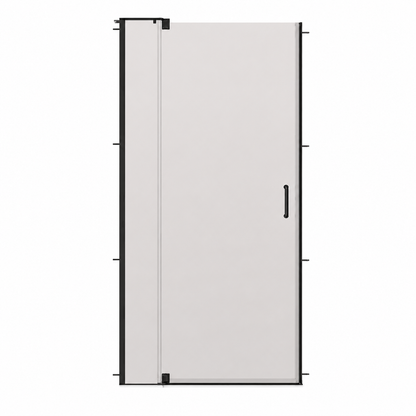 Delta Wilder 30 to 36 in W x 71 3 4 in H Frameless Pivoting Shower Door in Black with 1 4 in Clear Glass SDWS036 MB R