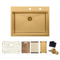 Glacier Bay 33 in. Drop In Single Bowl 18-Gauge Gold Stainless Steel Workstation Kitchen Sink with Spring Neck Faucet