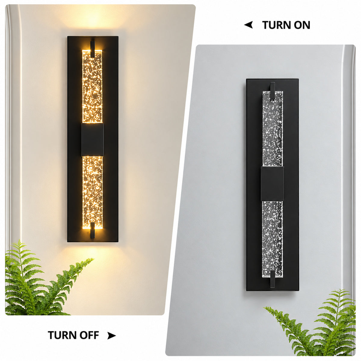Modern 1 Light Black Dimmable LED Wall Sconce Wall Lighting with Crystal Bubble Glass Shade 8012WL 10BK US