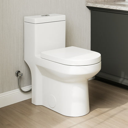 Hanikes One Piece 1 1 1 6 GPF Dual Flush Round Toilet in White Soft Close Seat Included