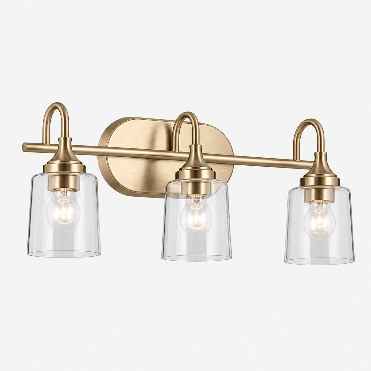 KICHLER Erta 24 in 3 Light Champagne Bronze Bathroom Vanity Light with Clear Glass Shades 37552