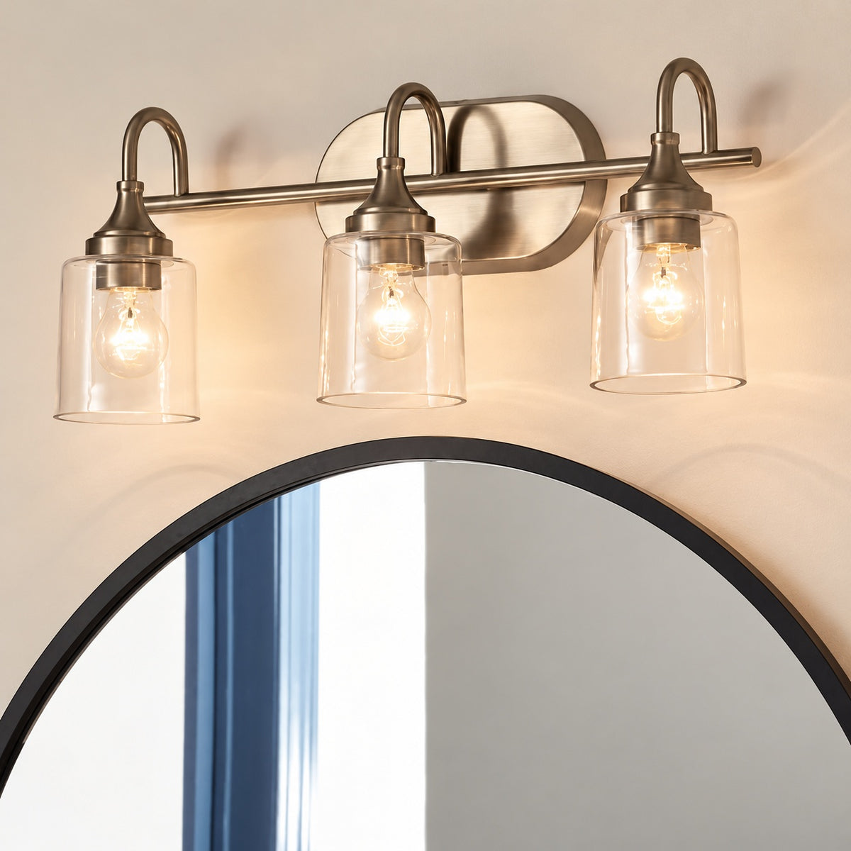 KICHLER Erta 24 in 3 Light Champagne Bronze Bathroom Vanity Light with Clear Glass Shades 37552