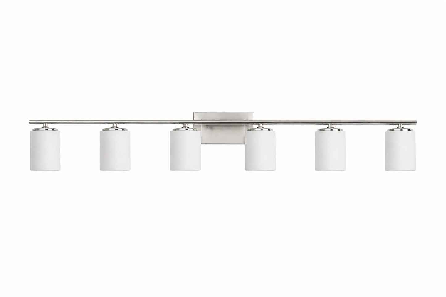 Progress Lighting Merry Collection 48 in 6 Light Brushed Nickel and Etched Glass Transitional Style Bath Vanity Wall Light