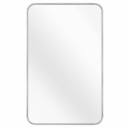 HOUVTR Ta 24 in W x 36 in H Silver Rectangle Framed Mirror