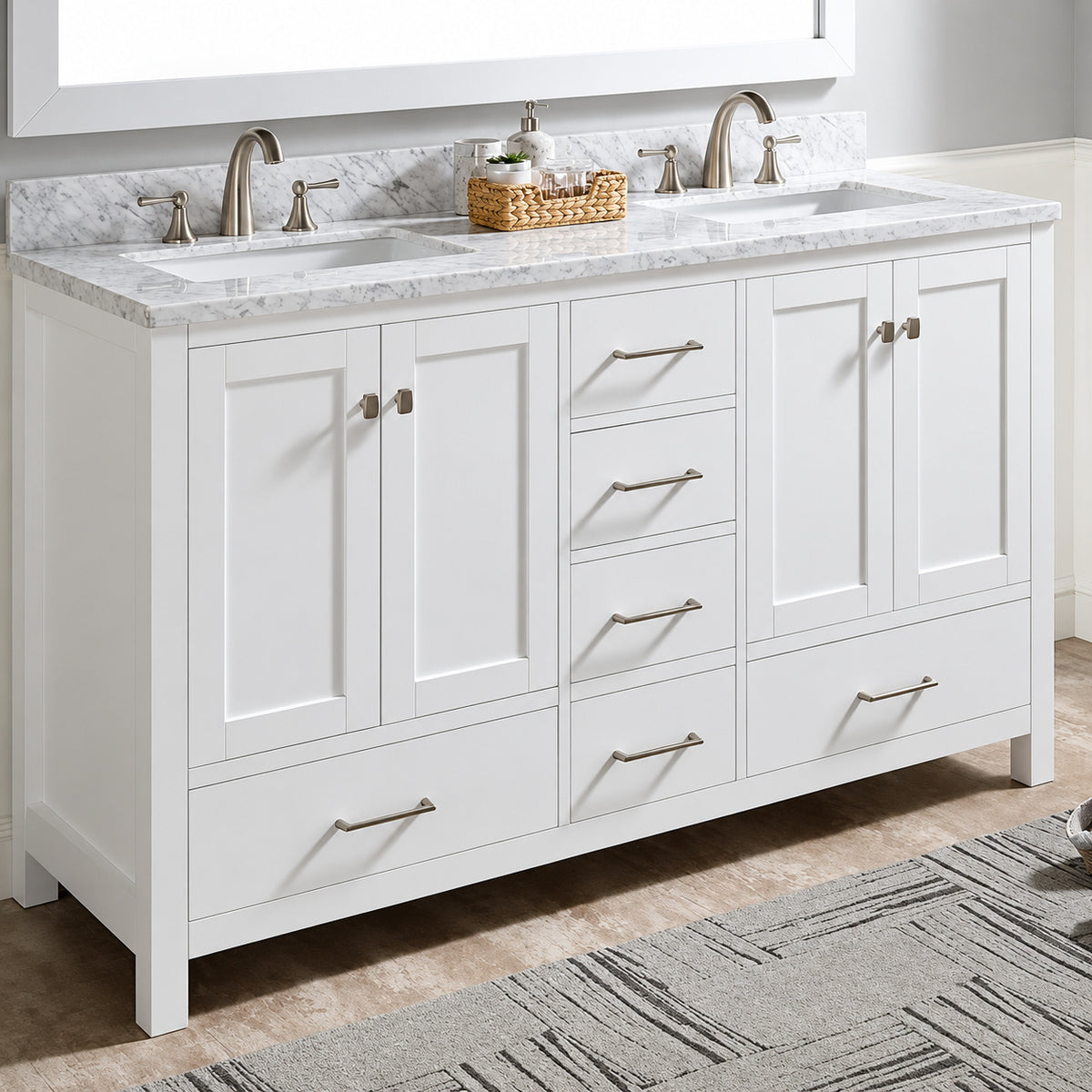 PROOX 60 in W Marble Vanity Backsplash in White Carrara PR6020BP51WH