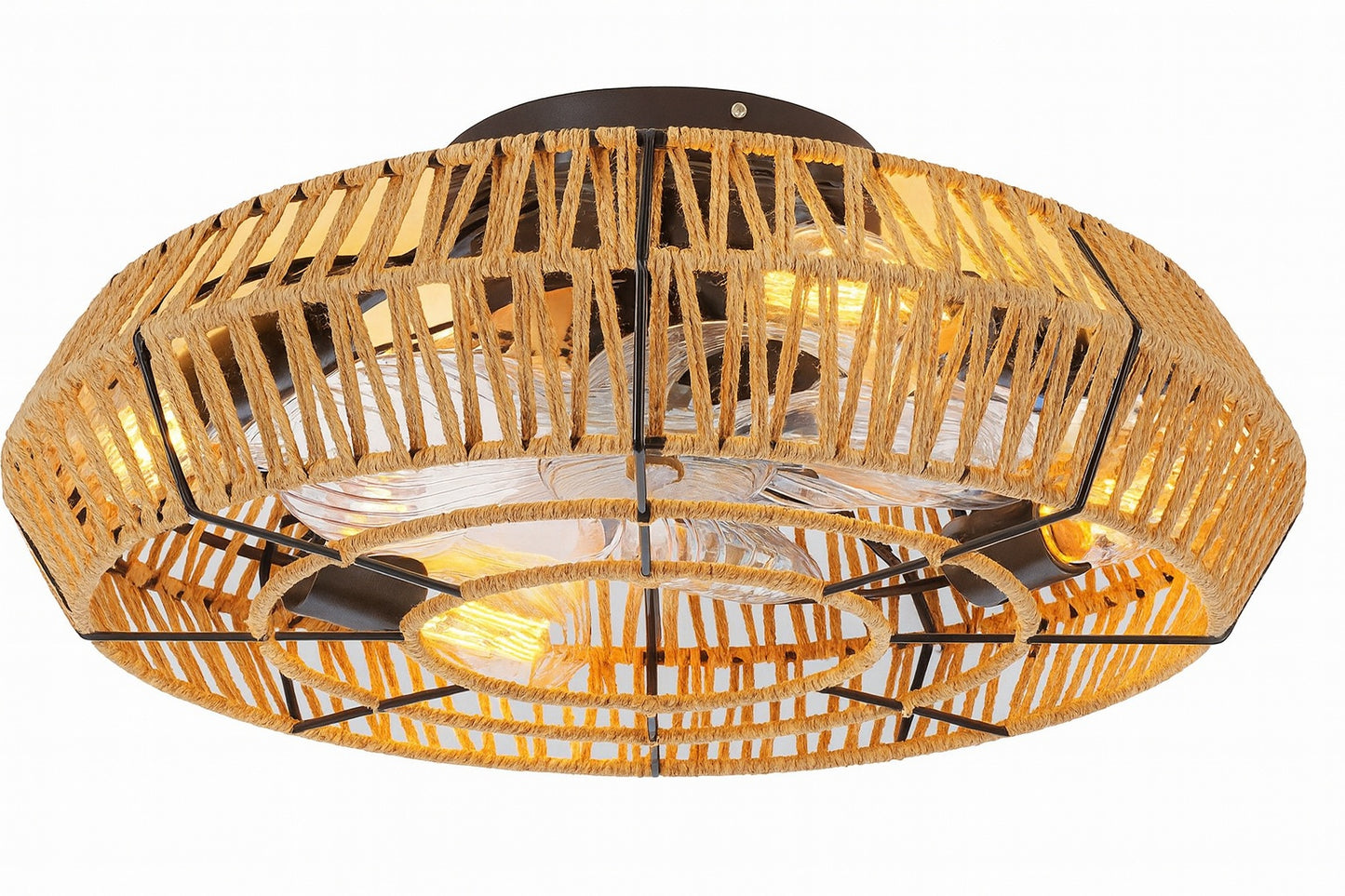 Deyidn 19 69 in Indoor Hemp Rope Ceiling Fan Light Brown with Light Kit and Remote