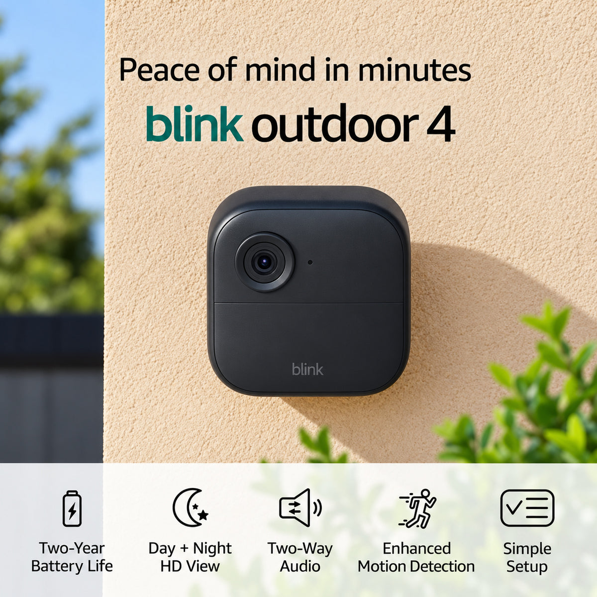 Blink Outdoor 4 Wireless Battery Smart Home Security Camera System with 5 Cameras up to 2 Year Battery Life Black B0B1N4LM4J