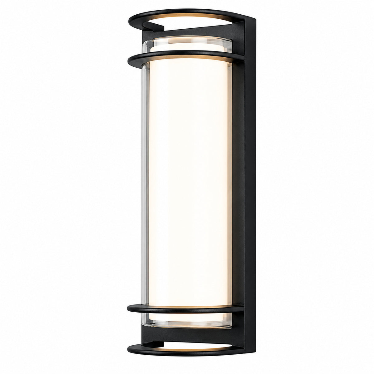 YANSUN 6 22 in 1 Light Black Outdoor Integrated LED Outdoor Hardwired Wall Sconce with Cylinder Shade H WL110