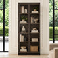FUFU GAGA Black Wood 31 5 in W Display Cabinet With Pop up Tempered Glass Doors and 3 Color LED Lights KF020373 01
