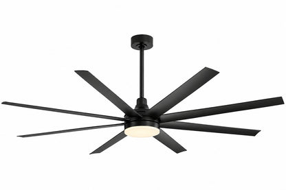 Breezary Archer 72 in Integrated LED Black Windmill Ceiling Fan with Light Black Blade Downrod and Remote Control Included 27023 BLK