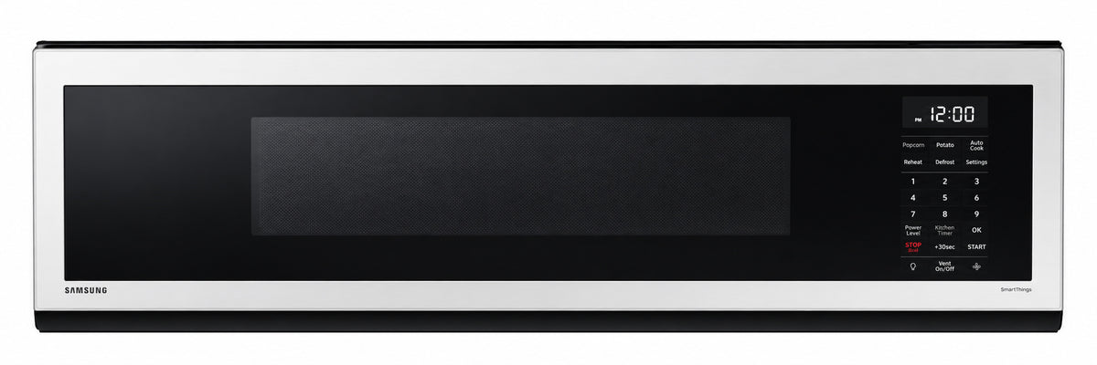 Samsung Bespoke 1 1 cu ft White Glass Smart Over the Range Microwave with 400 Exhaust CFM Wi Fi and Voice Control ME11CB751012