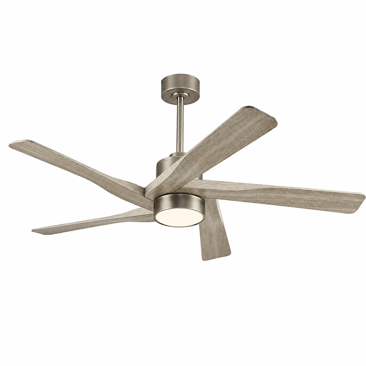 WINGBO 54 in 5 Blades 6 Fan Speeds LED Indoor Nickel and Wooden Grain Smart Ceiling Fan with Remote WBCF BS114 NW