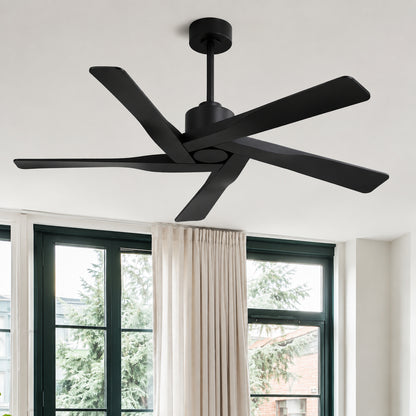 WINGBO 54 in 5 Blades 6 Fan Speeds LED Indoor Black Smart Ceiling Fan with Remote WBCF BS112 BK