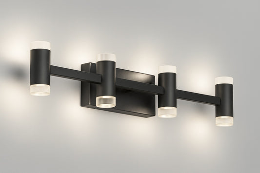 Artika Mist 27 in 4 Light Black Modern Integrated LED 5 CCT Vanity Light Bar for Bathroom