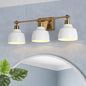 LNC 23 6 in 3 Light Modern White Vanity Light with Plating Gold Rectangle Backplate and Bell Metal Shade for Bathroom