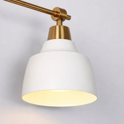 LNC 23 6 in 3 Light Modern White Vanity Light with Plating Gold Rectangle Backplate and Bell Metal Shade for Bathroom