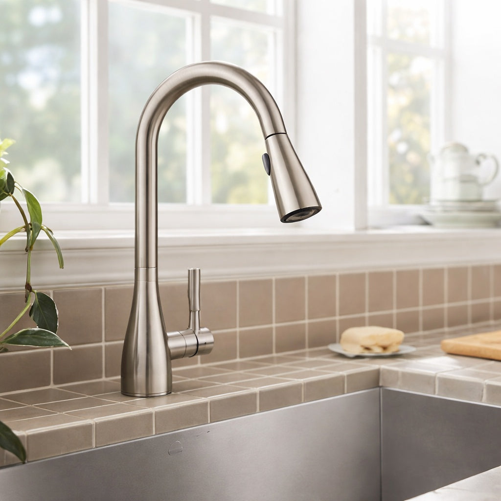MOEN Doherty Single Handle Pull Down Sprayer Kitchen Faucet with Power Clean and Reflex in Spot Resist Stainless
