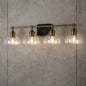 LNC Modern 4 Light Black and Plated Brass Vanity Light Damp Wall Light with Bell Shaped Clear Glass Shades for Bathroom L77FJRB93W4Q9C