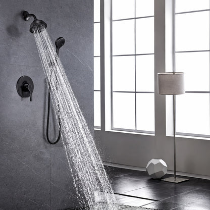 UKISHIRO 3 Handle 7 Spray Patterns 3 5 GPM 5 in Wall Mount Dual Shower Heads and High Flow Spout in Matte Black Valve Included