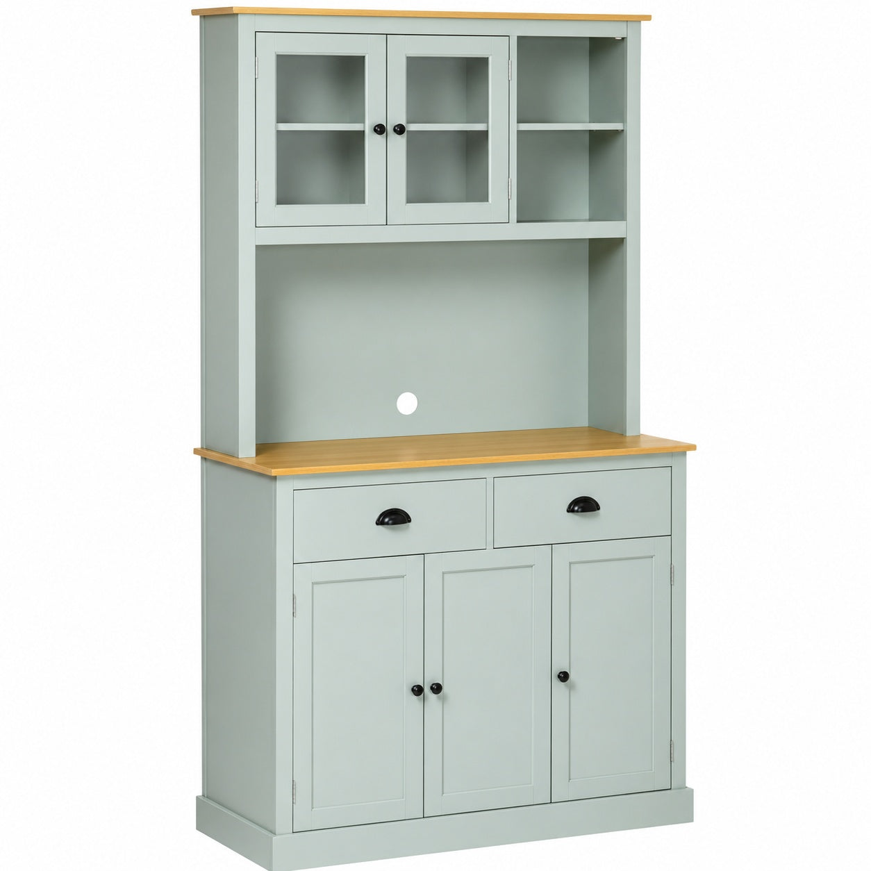 HOMCOM 71 in Light Blue Freestanding Pantry Kitchen Buffet Hutch Microwave Cabinet with Drawers and Adjustable Shelves
