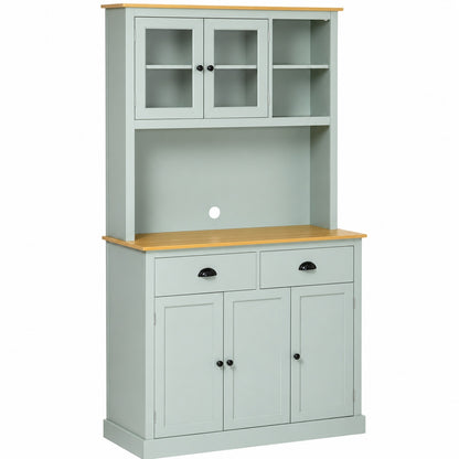 HOMCOM 71 in Light Blue Freestanding Pantry Kitchen Buffet Hutch Microwave Cabinet with Drawers and Adjustable Shelves