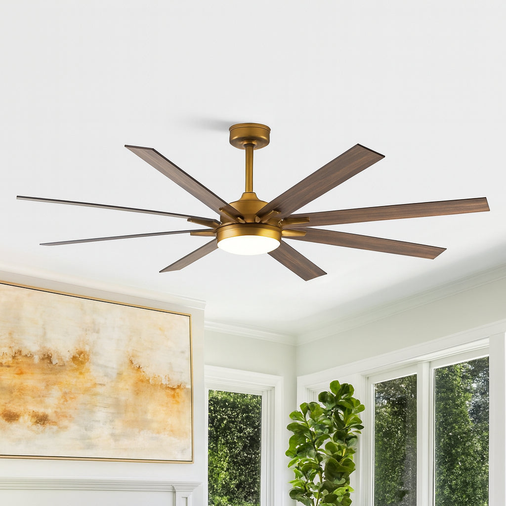 matrix decor 65 in. LED Indoor Gold DC Motor Ceiling Fan with Light and Remote Control, Reversible Blades