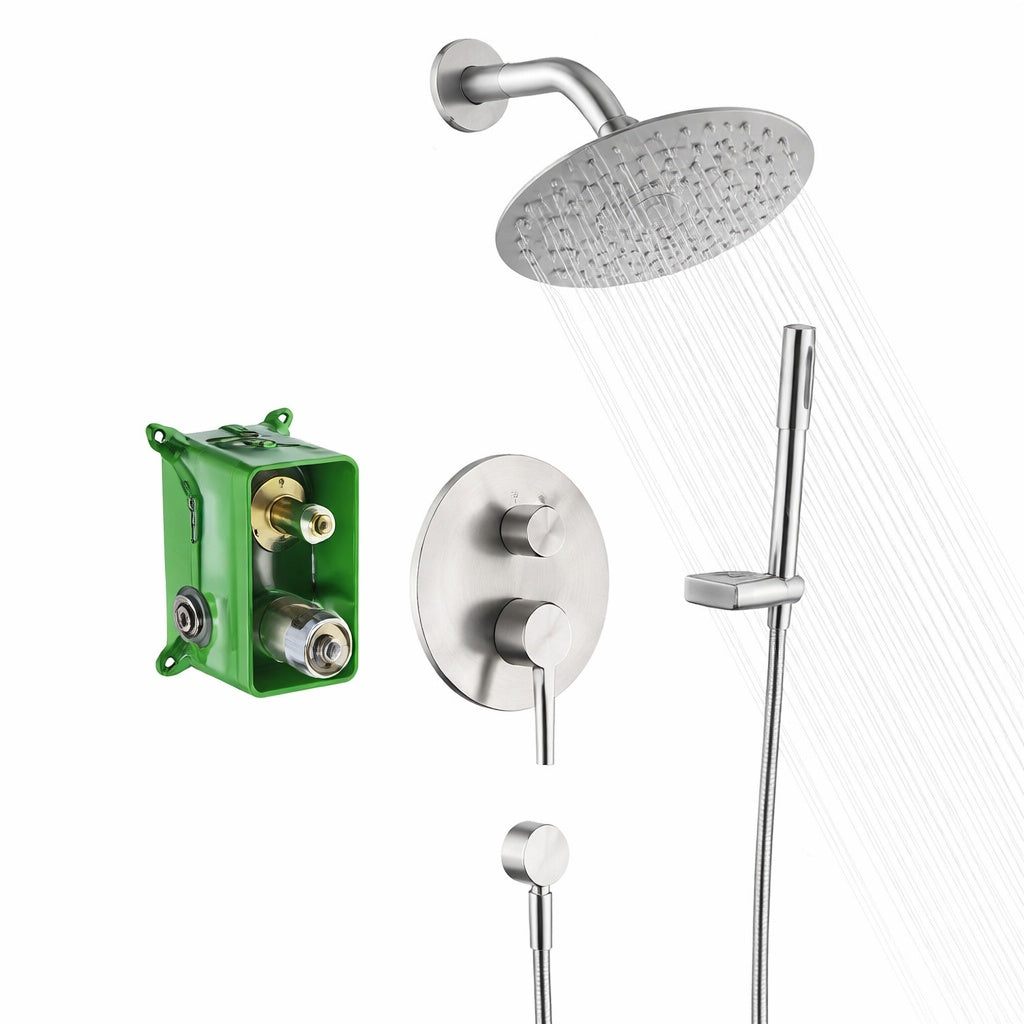 SUMERAIN Modern 1 Handle 1 Spray Shower Faucet 1 8 GPM with Hand Shower in Brushed Nickel Valve Included