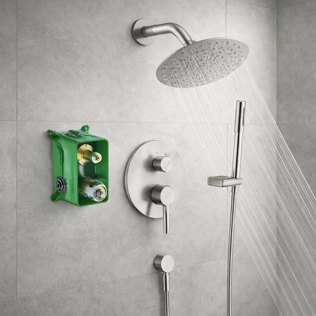 SUMERAIN Modern 1 Handle 1 Spray Shower Faucet 1 8 GPM with Hand Shower in Brushed Nickel Valve Included