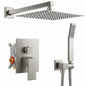 Androme 10 in 2 Jet High Pressure Rainfall Shower System w Square Head and Handheld Shower in Brushed Nickel Valve Included H01010BN 10