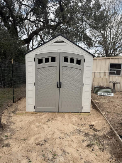 Vista 7 ft. W x 10 ft. D Plastic Resin Storage Shed with Floor (74 sq. ft.) in Colonnade (Beige)