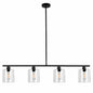 YANSUN 4 Light Matte Black Modern Island Pendant Light Fixtures Linear Chandelier Hanging Light with Clear Glass Shade H DZ014B4N1