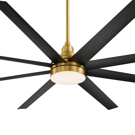 Flashwind Aaron 72 in Integrated LED Indoor Black Blade Gold Ceiling Fans with Light and Remote Control Included