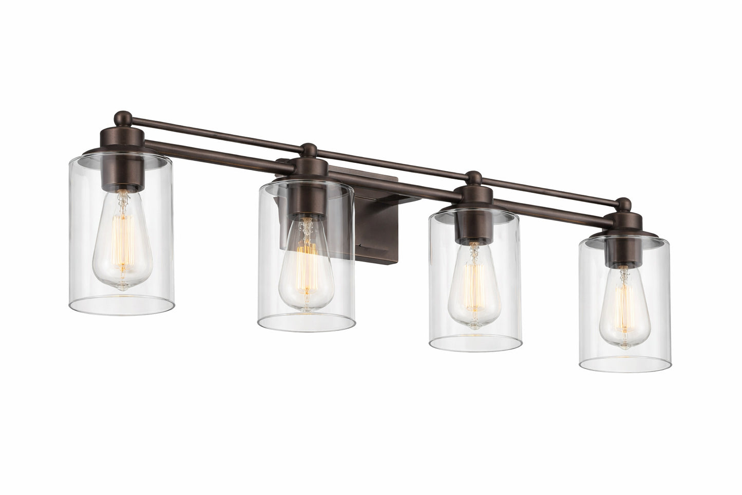 Farmhouse 31 7 in 4 Light Oil Rubbed Bronze Bathroom Vanity Light with Clear Glass Shades