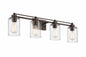 Farmhouse 31 7 in 4 Light Oil Rubbed Bronze Bathroom Vanity Light with Clear Glass Shades