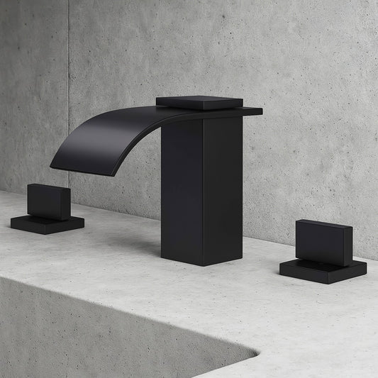 Modern 8 in. Widespread Double Handle Bathroom Sink Faucet in Matte Black