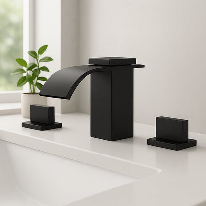Modern 8 in. Widespread Double Handle Bathroom Sink Faucet in Matte Black