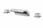SUMERAIN Waterfall Double Handle Tub Deck Mount Roman Tub Faucet with Valves in Brushed Nickel