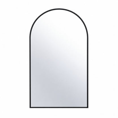 GLSLAND 24 in W x 36 in H Arched Metal Framed Wall Bathroom Vanity Mirror Black