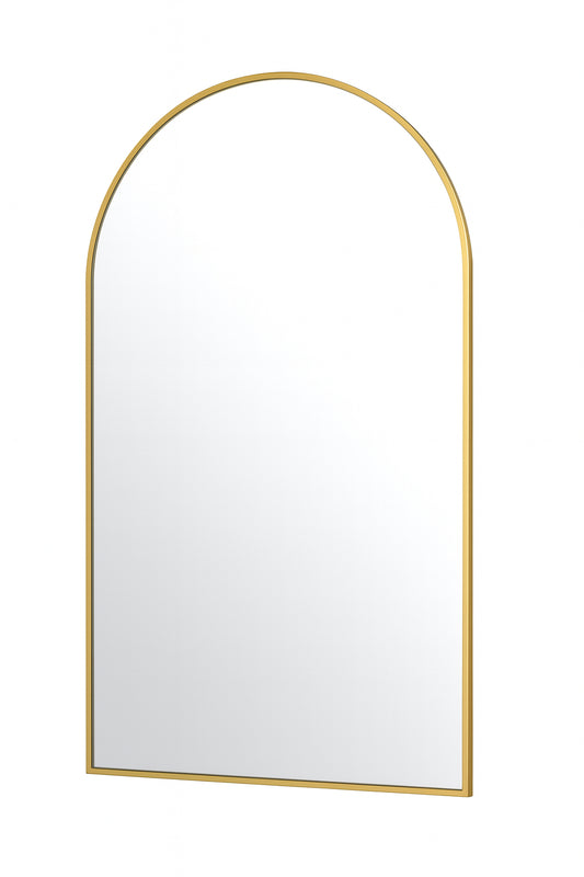 GLSLAND 26 in. W x 38 in. H Arched Metal Framed Wall Bathroom Vanity Mirror Gold