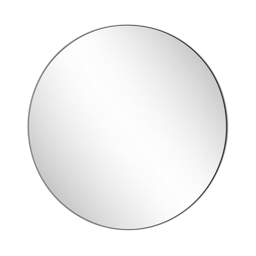 GLSLAND 30 in W x 30 in H Round Metal Framed Wall Bathroom Vanity Mirror Black