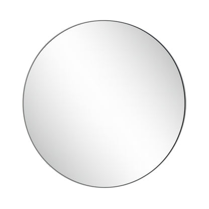 GLSLAND 30 in W x 30 in H Round Metal Framed Wall Bathroom Vanity Mirror Black