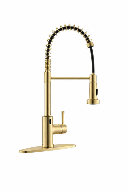 AIMADI Single Handle Touchless Pull Down Sprayer Kitchen Faucet with Advanced Spray 1 Hole Kitchen Sink Faucets in Brushed Gold